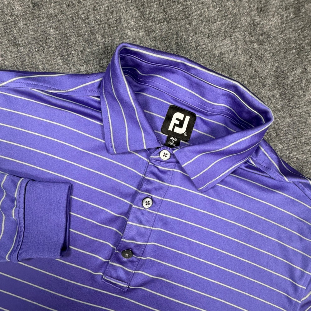FootJoy Mens ProDry Long Sleeve Golf Polo Shirt Purple Striped Size L 0553